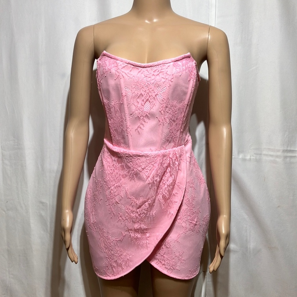 Fashion nova Pink Strapless Lace Dress